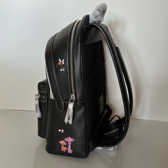 Disney X Coach Charter Backpack Bag Mushroom Mickey Garden Black Leather Purse - Picture 10 of 16